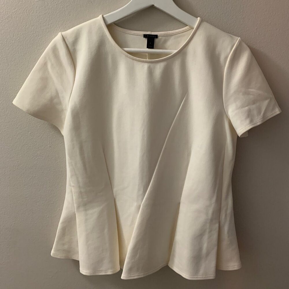 White Pleated Short Sleeve J.Crew Shirt